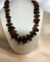 Early 20th Century Rough Amber Graduated Necklace 26 Inch