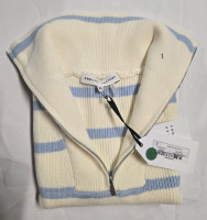 New | Striped Half-Zip Knit Vest | English Factory Womens XS Knit Vest | Colour: Ivory/ Powder Blue | Style: EY009T * W/ Tags *