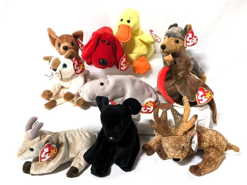 10 Vintage TY BEANIE BABIES with Tags.