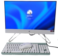 HP 24" All-in-One Desktop PC CB0019 577G1AA Quad Core Computer w Windows 11 Home, Wireless Keyboard and Mouse | As-Is (Password Locked+)