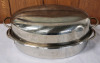2 Pcs | Cooking Lot | Lifetime Custom Designed 1304 Stainless Steel Roasting Pan Measures 6.5" Tall & 17" Wide | & 1 Roll Of Aluminum Foil ( Unknown Length ) - 2