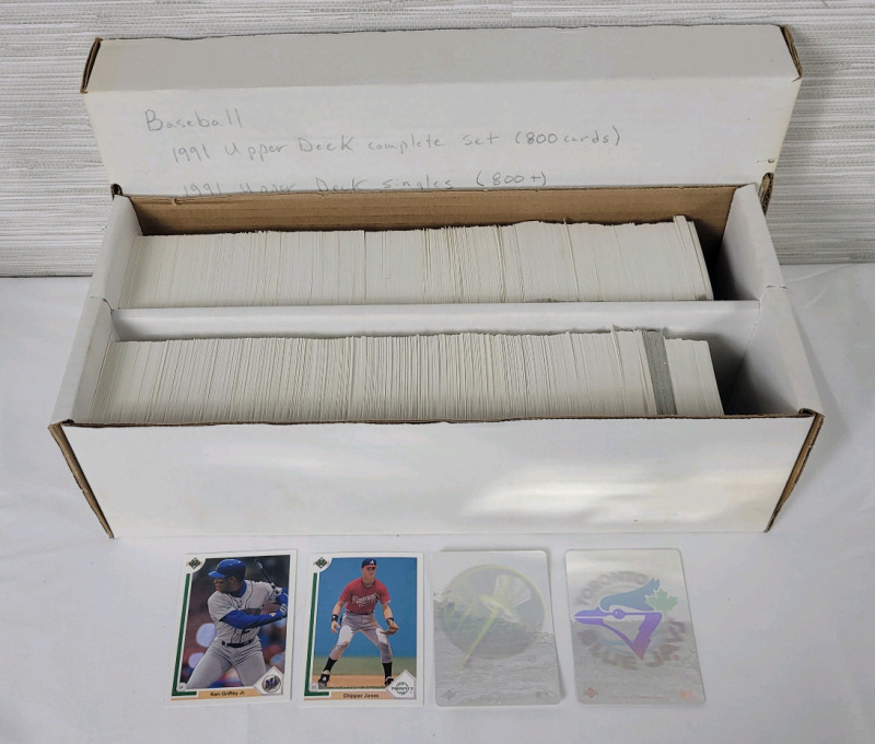 1991 Upper Deck MLB Baseball Trading Card Base Set , Complete #1 - #800 . Chipper Jones Rookie Card . Also includes 800+ 1991 UD Baseball Trading Card Singles . Michael Jordan SP1 Card Not Included