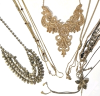 6 Assorted Gold Tone Necklaces: Multi Layered, Statement, Lanyard-Style + | Up to 20" Long