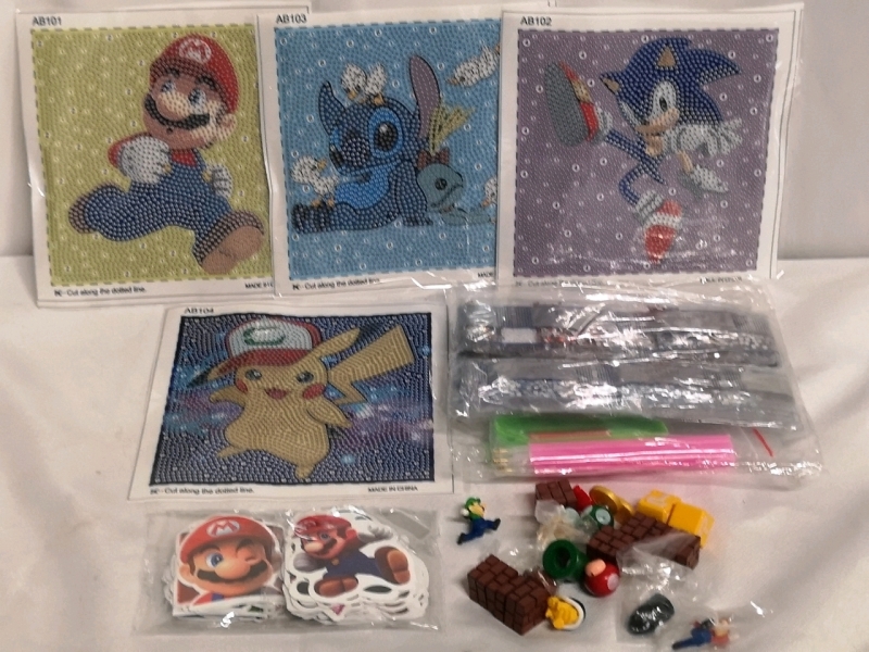 New Nintendo MARIO Diamond Art + Stickers+ Fridge Magnets