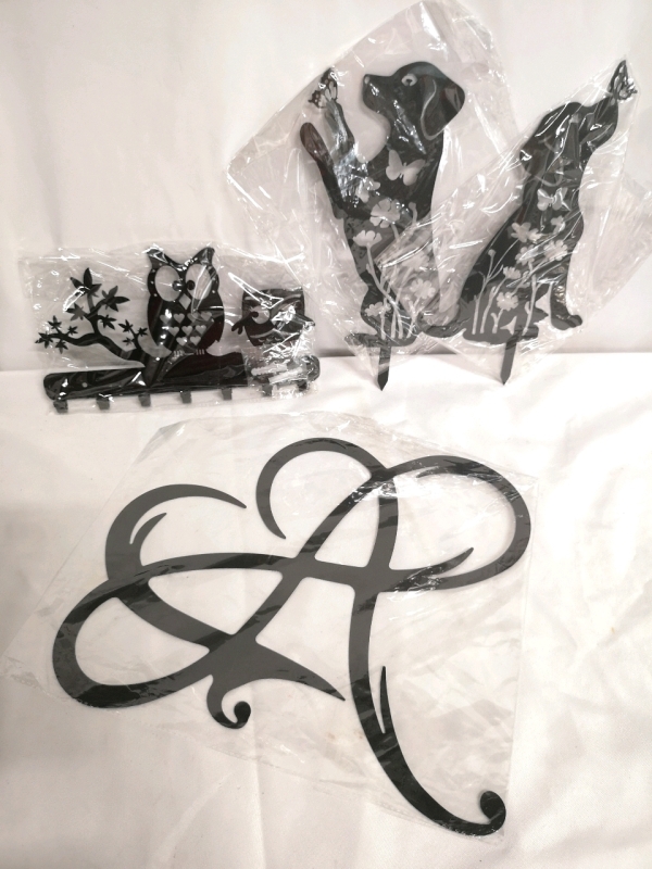 New Metal Wall Art & Garden Art - Dogs, Owls & Infinity Symbol