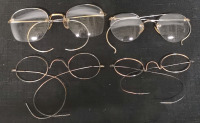 4 Vintage Gold Tone Wire Glasses & Frames - Artcraft, Perfex, Consol & J.S. Smith