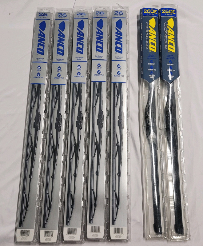 New - Five (5) ANCO 26" Redi-Fit Wiper Blades #97-26 & Two (2) ANCO Contour 26" Kwikconnect Wiper Blades #C-26-OE