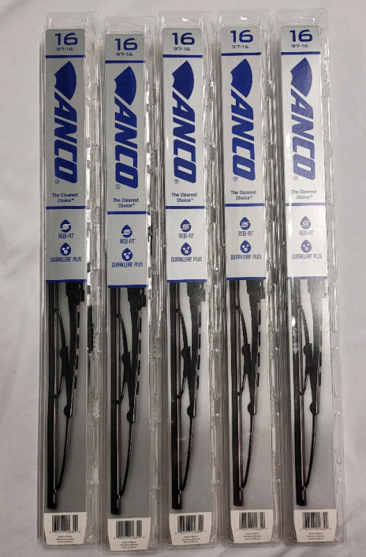 New - Five (5) ANCO 16" Redi-Fit Wiper Blades # 97-16