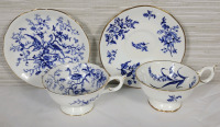 Coalport Blue Cairo & Coalport Blue Flowers Cups and Saucers . All Cups & Saucers Ring True. Some minor wear to gold trim