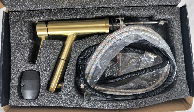 New - SUS-304 Brushed Gold Modern Bathroom Sink Faucet w/Pull-Out Tap .