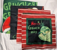 4 New 17.5" by 17.5" Grinch Christmas Pillow Covers.