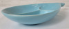 Cronin Blue Tulip Pottery Teardrop Divided Serving Dish Bowl . Measures 12.5"&times;5.5" . No chips or cracks - 2