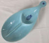 Cronin Blue Tulip Pottery Teardrop Divided Serving Dish Bowl . Measures 12.5"&times;5.5" . No chips or cracks - 3