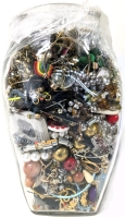 Glass Vase FULL of Assorted Jewelry for Crafting and Repair | 9" Tall , 4.75" Diameter