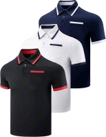 3 New Liberty Pro Men's Golf Shirts sz Large Moisture Wicking Dry Fit