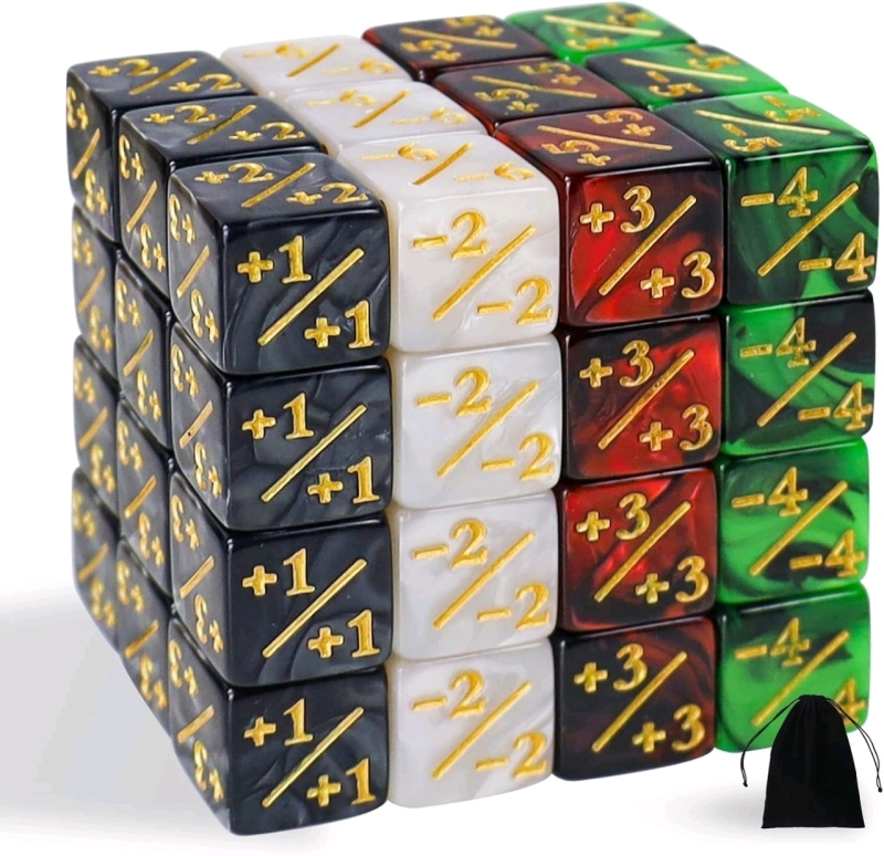 48 New Magic the Gathering MTG Six Sided Counter Token Dice w/ Black String Bag