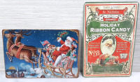 2 New Santa Claus Metal Signs - 12"X8"