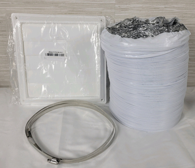 New - 8"&times;12ft. Aluminum Duct Hose , 12"&times;12"&times;8" Outdoor Vent & Two (2) 9" Duct Clamps