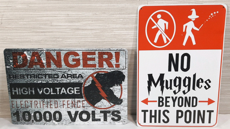 2 New Pop Culture Warning Metal Signs - 12"X8"