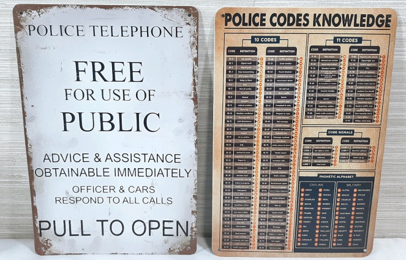 2 New Police Metal Signs - 12"X8"
