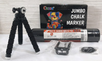 New Jumbo Chalk Marker Set with Eight Markers, Reflex Lab Pro-15 Gaming Mouse Pad 15" x 11" & Foldable Mini Tripod w Wireless Remote Shutter for Mobile Phones