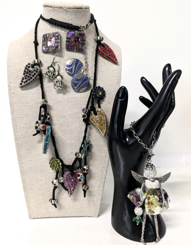 Everything's Signed! 2 Fantastical Necklaces & 3 Colourful Fun Pairs of Earrings