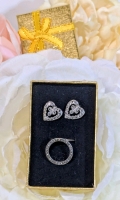 Sensational Stamped Sterling 925 NV (Nevada Mine) Pendant on Dainty 14" 925 Chain & Adorable Heart Earrings w Backs Stamped "Silver"