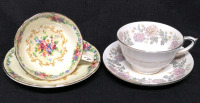 PARAGON Teacups & Saucers - Chrysanthemums & Minuet (Double Warranted) Patterns