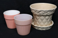 Vintage McCoy Planter Pot 5.25" Tall & 2 Ceramic Planters 3.75" Tall