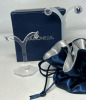 New Sterling Silver Diamonelle 4pc Pierced Earrings Blue / Clear stones and Diamonelle Jackets in Logo Box Pouch Great Gift Giving - 2