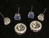New Sterling Silver Diamonelle 4pc Pierced Earrings Blue / Clear stones and Diamonelle Jackets in Logo Box Pouch Great Gift Giving - 5