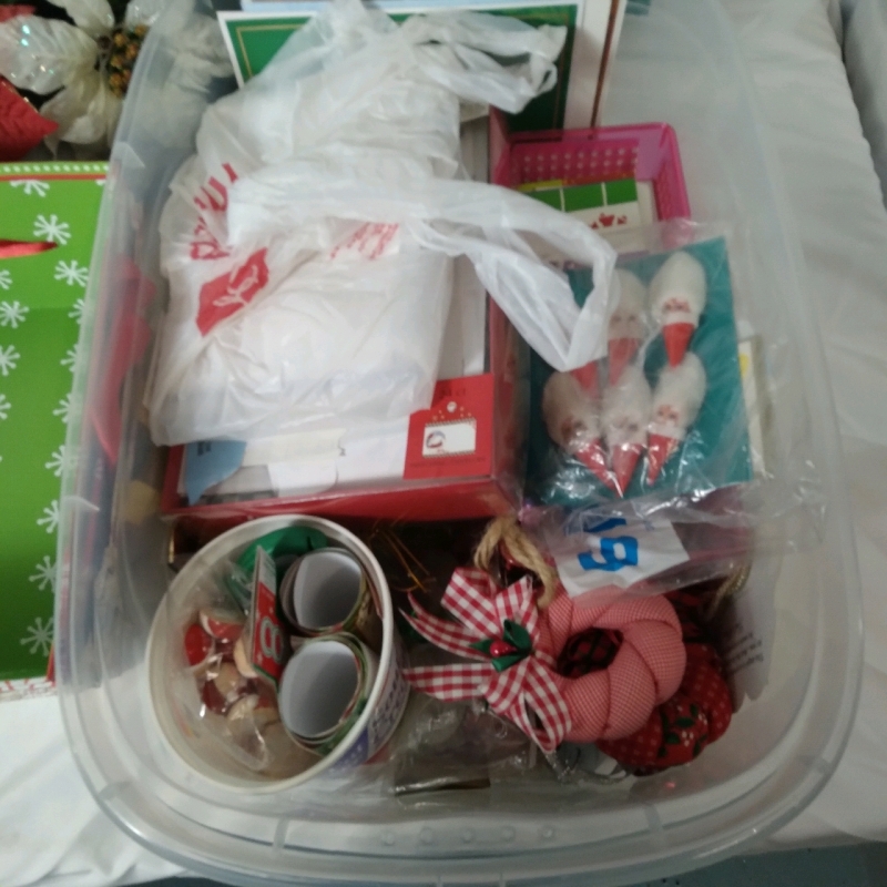 Huge Christmas Crafts & Decorations Lot Storage Bins 10x14 Half A Silver Wreath & Dick and Jane Christmas Book