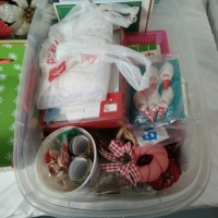 Huge Christmas Crafts & Decorations Lot Storage Bins 10x14 Half A Silver Wreath & Dick and Jane Christmas Book