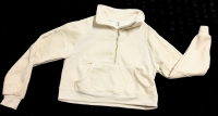 New Size Small (Oversized) | &frac34; Zip Crop Front Pocket Cotton Mix Sweatshirt