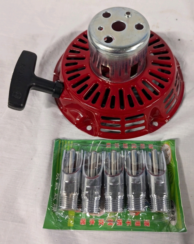 New Pull Recoil Starter Assembly (7" Across) and 5 Pig Nipple Drinkers.