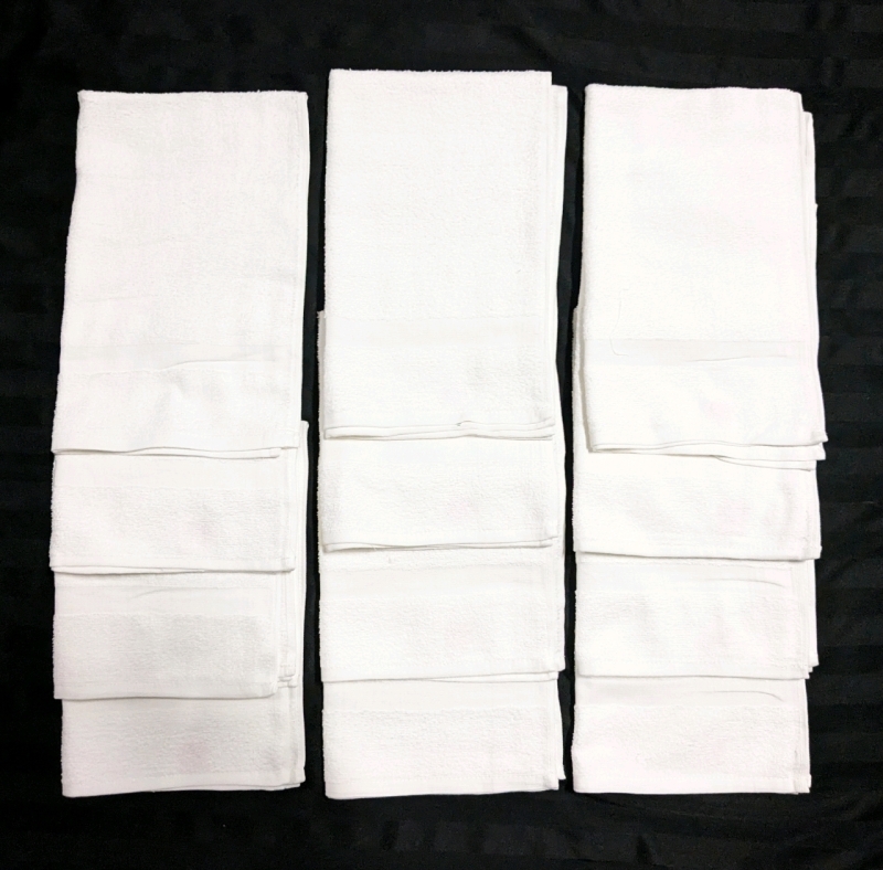12 New 100% Cotton Hand Towels.