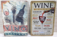 2 New Wine Themed Metal Signs - 12"X8"