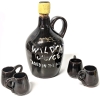 The BEST Vintage Terracotta Donkey-Cart w a "Wildcat Ridge" Liquor Jug, Brass Fittings & 4 Shot Mugs | Made in Japan | 10.5" Long w Mugs, 8.75" Tall - 6