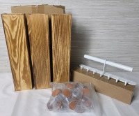 New - Home Decor Lot : 3pc. Pine Wood Wall Planters , Wall Mount Jewelry Necklace Bracelet Holder & 24pc. Chair Leg Floor Protectors
