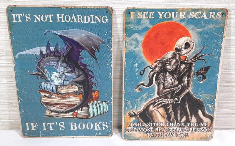 2 New Fantasy Themed Metal Signs - 8"X5&frac12;"