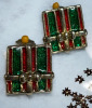 Vintage Enameled Gift Box Earrings Tancer Bell Brooch with Clapper Flying Reindeer Lc Brooch - 2
