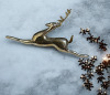 Vintage Enameled Gift Box Earrings Tancer Bell Brooch with Clapper Flying Reindeer Lc Brooch - 4