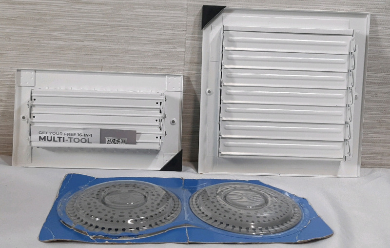 HVAC Adjustable Supply Grille, Air Vent Cover and Two Shower Drain Hair Catchers