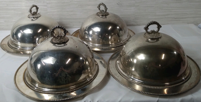 4 Sliver Plate Meat Platter With Dome 12"
