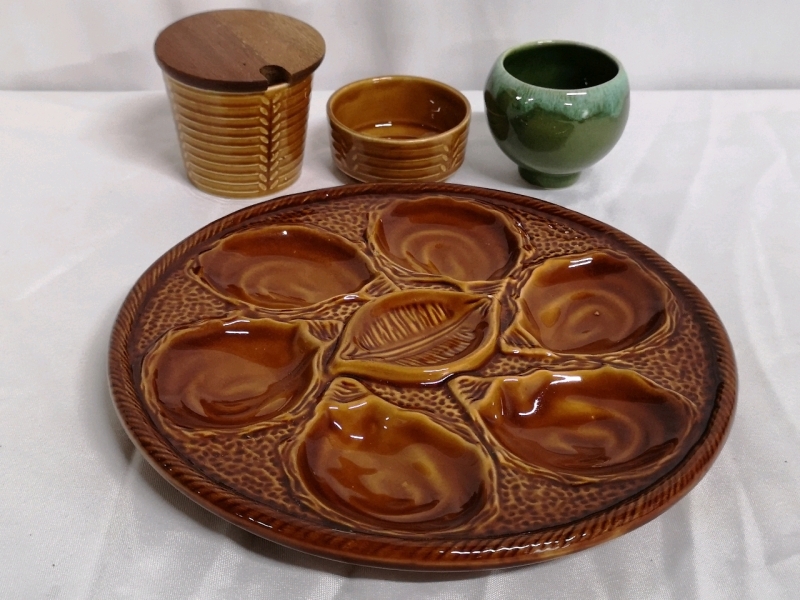 Vintage Pottery Serving Dishes - Sclement France, McCoy & Crown Devon