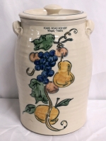 Stunning Large Lidded Crock Forks Road Pottery, Winger, Ontario - 13.5" Tall & 7.25" Diameter