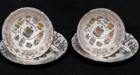 2 PARAGON Teacups & Saucers Canada Coats of Arms & Emblems