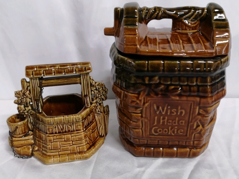 McCoy Pottery Cookie Jar 9.5" & Wishing Well 6.25" Tall