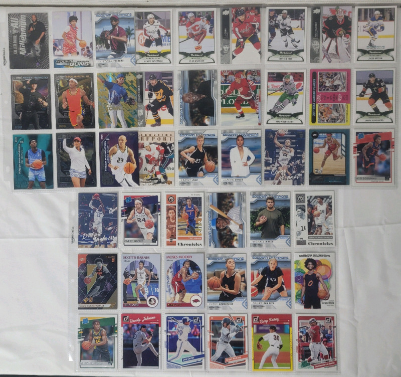 Multi-Sport Trading Card Singles Lot . Hockey , Baseball , Basketball & Golf . 45 Trading Cards