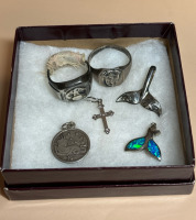 Sterling Lot Opal Whale Tail Rings Charms